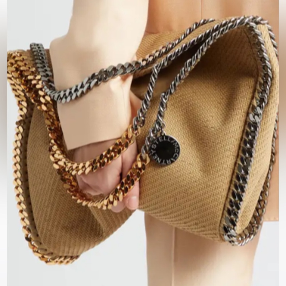 🛑SOLD Stella McCartney Falabella Woven Raffia XL Triple Chain FoldOverTote $1675